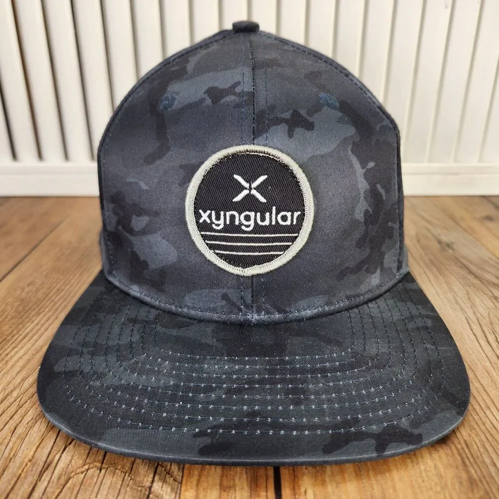 Xyngular Camo Snapback Hat Cap Black Gray Perforated Performance Outdoor Sports